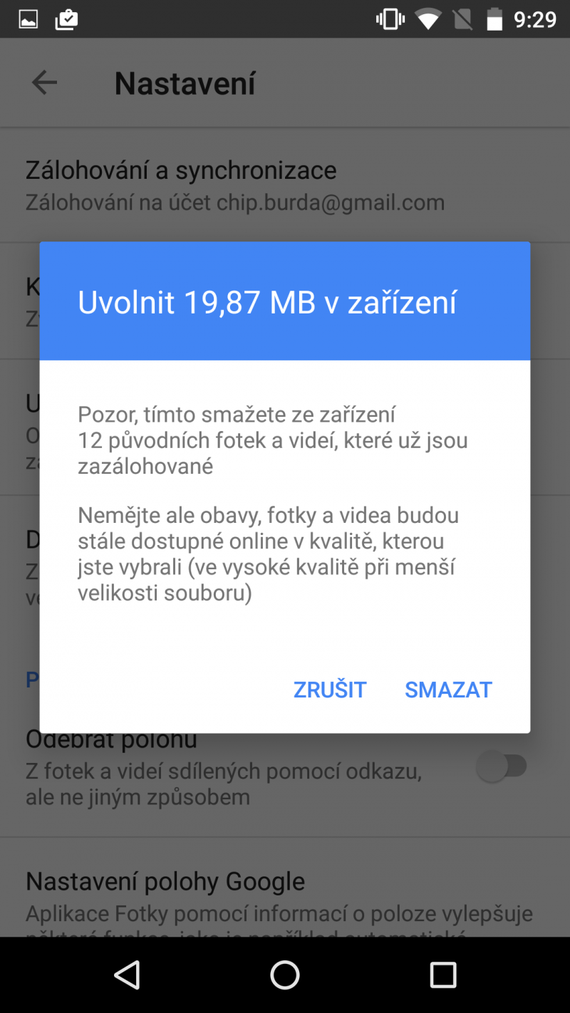 Jak smazat fotky z Google ale ne z telefonu?