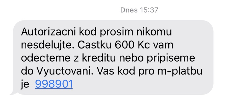 Ukázka podvodu s aktivačním kódem v SMS | Zdroj: Jakub Fišer, Chip.cz