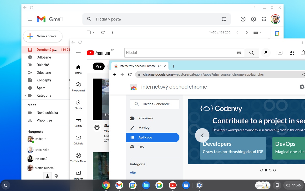 Operační systém Chrome OS Flex je vybaven aplikacemi od Googlu na práci s internetem, e-maily nebo dokumenty, které samozřejmě intenzivně využívají připojení k síti. Další aplikace a třeba i hry je možné instalovat z Internetového obchodu Chrome s doplňky pro tento prohlížeč. | Zdroj: Chrome OS Flex