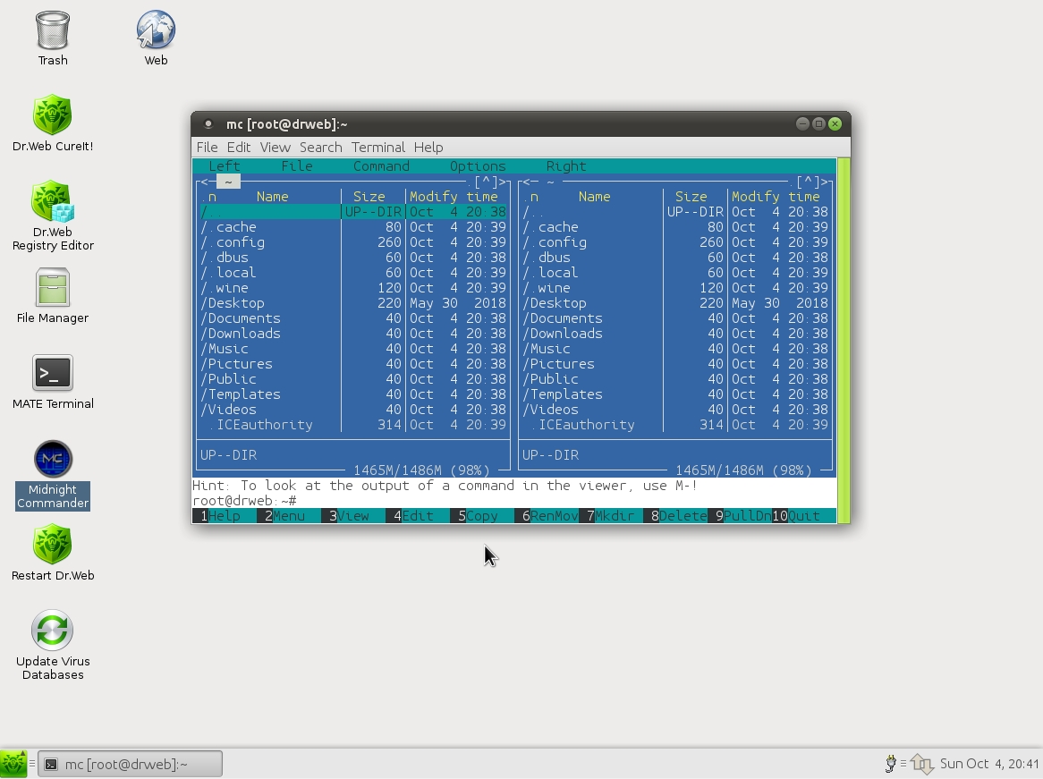 V přehledném prostředí Linuxu MATE se budete pohybovat jako doma. Pokud je původní systém ve stavu na reinstalaci a vy potřebujete nutně přenést důležité soubory na záložní disk, klikněte na „nabídku start“ a pomocí »Places« vyberte a přesuňte vaše soubory, třeba na externí disk. | Zdroj: Dr.Web LiveDisk
