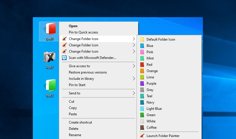 Folder Painter umožňuje složky nejen barevně označit, ale také změnit jejich symboly. | Zdroj: Folder Painter