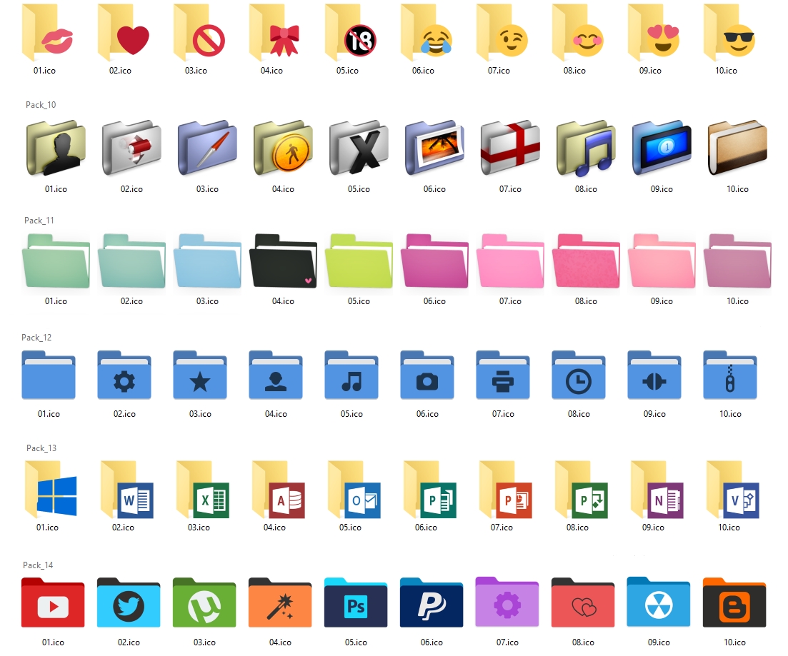 Balíčky ikon obsahují opravdu rozmanité styly ikon, které můžete použít pro změnu složek a přispět k přehlednosti vašich dat. | Zdroj: Folder Painter