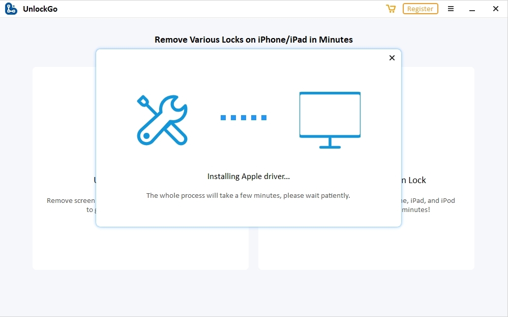 Kromě provedení registrace plné verze programu iToolab UnlockGo je nezbytné ještě počkat na stažení a instalaci speciálního ovladače od společnosti Apple. Operace proběhne zcela automaticky, ale buďte trpěliví, protože potrvá celkem dlouhou dobu. | Zdroj: iToolab UnlockGo