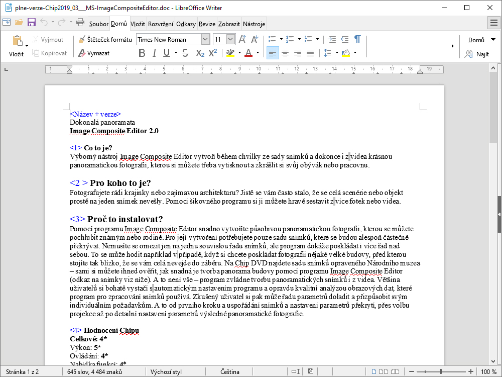 Standardní součástí nejnovější verze LibreOffice je nyní i uživatelské rozhrání »Karty« nabízející obdobnou lištu karet (tzv. Notebookbar), na kterou jsou zvyklí především uživatelé komerčního kancelářského balíku Microsoft Office. | Zdroj: LibreOffice 7