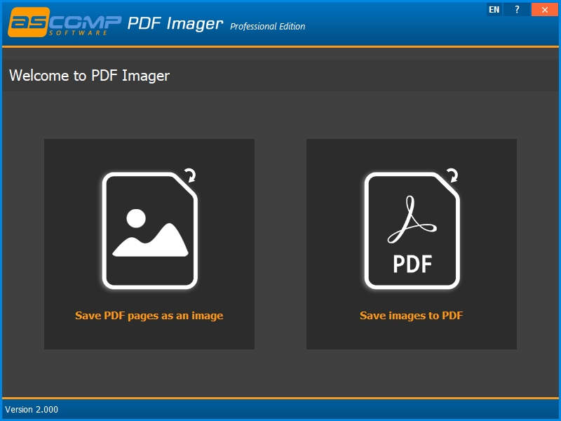 Po instalaci otevřete PDF Imager a ihned pochopíte jak s programem pracovat. Uživatelské rozhraní je jednoduché a přehledné. Převádět můžete dokumenty na obrázky nebo naopak. | Zdroj: PDF Imager