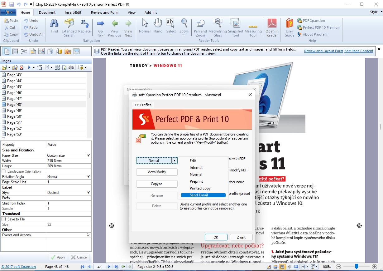 Perfect PDF se instaluje jako virtuální tiskárna, která vám umožní vytvářet PDF soubory z libovolných aplikací s podporou funkce tisku. V nastavení si můžete určit, v jaké kvalitě bude PDF soubor vygenerován, což samozřejmě ovlivňuje jeho výslednou velikost. | Zdroj: Perfect PDF 10 Premium