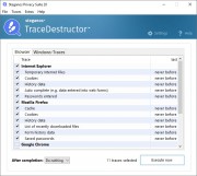 Další funkcí sady Steganos Privacy Suite je »TraceDestructor«, obsahující nástroje na vymazání všech pozůstatků po surfování na internetu v běžných webových prohlížečích, stejně jako odstranění stop po práci se standardními nástroji ve Windows a s Office aplikacemi.