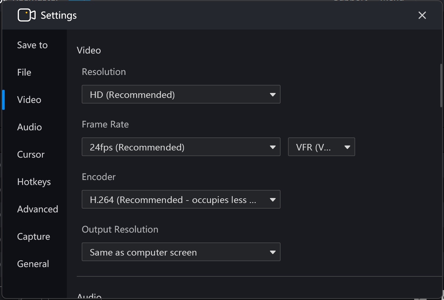 Dalším krokem po výběru režimu záznamu je nastavení parametrů videa. V programu RecMaster si můžete zvolit jeho rozlišení, formát a kvalitu, přesně vyjádřenou datovým tokem. Dále se můžete rozhodnout, zdali bude videozáznam zahrnovat i obraz z webkamery a také určit zdroj zvuku. | Zdroj: RecMaster 2 PRO