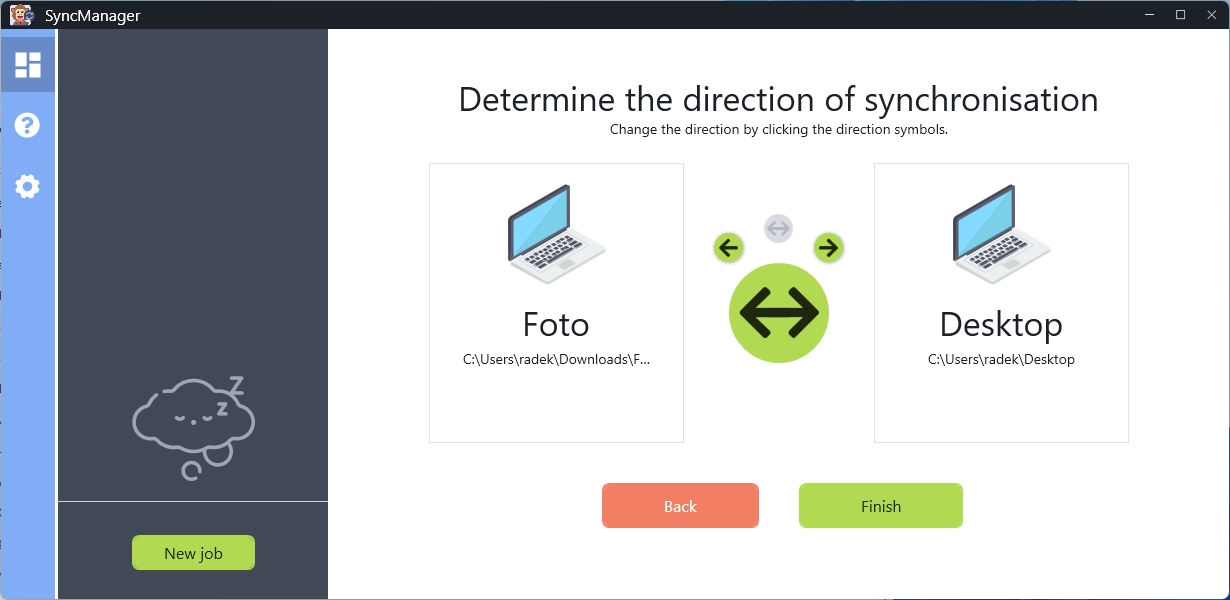 Jedním z nejdůležitějších nastavení je volba směru synchronizace. Abelssoft SyncManager zvládá jednosměrnou i obousměrnou synchronizaci mezi zdrojem a cílem, ale v případě obousměrné synchronizace si dejte pozor, abyste si nepřepsali důležitá data. | Zdroj: SyncManager 2023