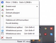 Jednoduché řízení firewallu je možné prostřednictvím ikony v systémových nástrojích.