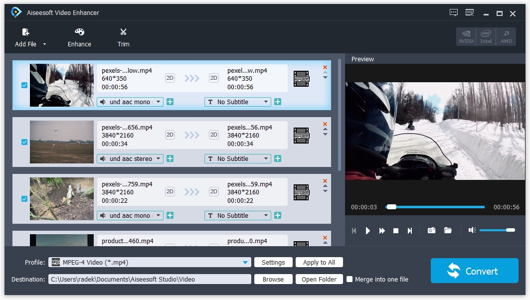 Program Aiseesoft Video Enhancer možná na první pohled vypadá jako další z řady nástrojů na jednoduché stříhání, spojování a export videoklipů ve zvoleném formátu. Ale to byste možnosti této aplikace velmi podcenili. Nabízí mnohem víc, ovšem v přehledném a snadno ovladatelném prostředí. | Zdroj: Video Enhancer 9