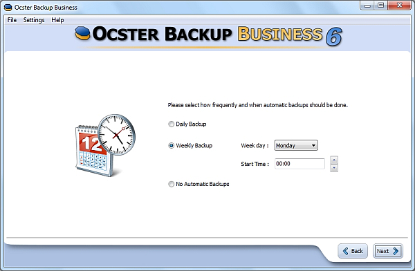 Pravidelná záloha: Zálohování dat v Ocster Backup lze spouštět v ručně nebo v pravidelných intervalech.