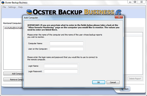 Zálohování v síti: U Ocster Backup v edici Business můžete sledovat výsledky zálohování ostatních počítačů v síti.