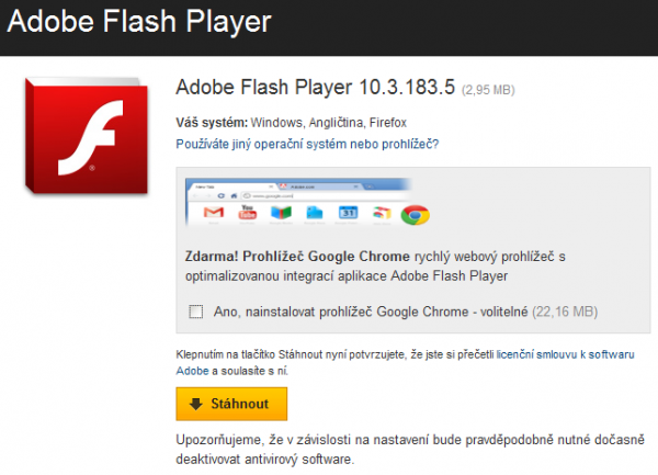 I když proti Google Chrome ničeho nemáte, nejspíše nechtete při instalaci Flashe stahovat zbytečně 22 MB navíc…