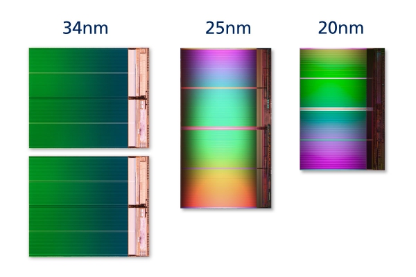 NAND Flash 20nm - porovnání velikostí výrobních technologí