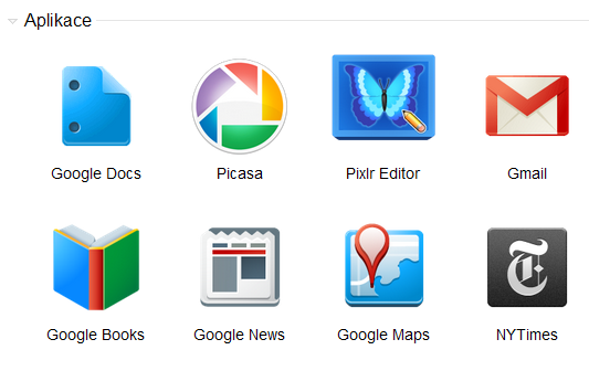Ikony webových „aplikací“ v Google Chrome