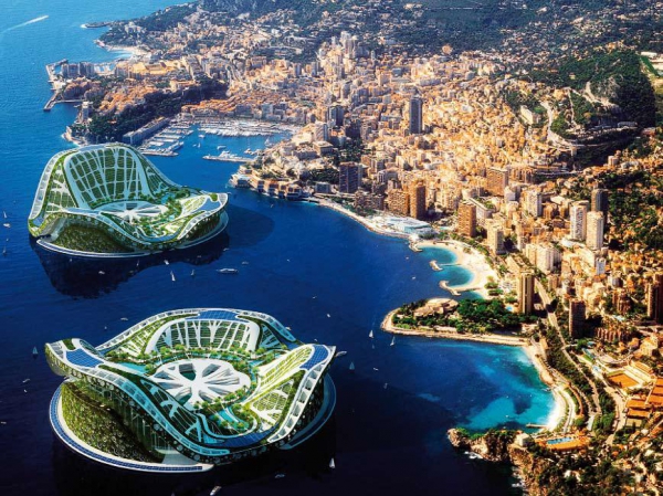 Ekologický ostrov: Plovoucí město Ecopolis navržené architektem Vincentem Callebeautem má sloužit jako útočiště pro 50 000 lidí z území zaplavených vinou změny klimatu.