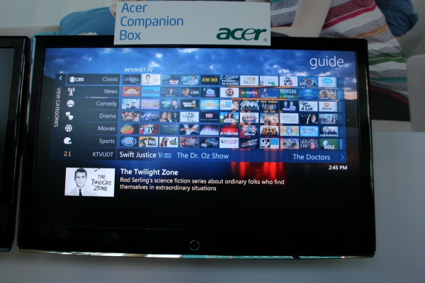 Uživatelské rozhraní Acer Companion Box 