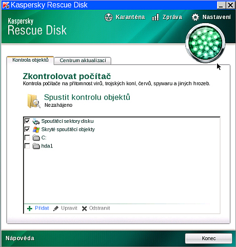 Výběr disků: Kromě „linuxového“ označení HDA1 máte také „Windowsovské“ označení disku C:.