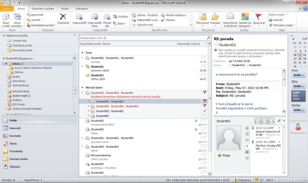 Outlook 2010 konverzace