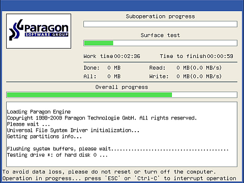 Kontrola povrchu disku: U systémové partition se nástroj spustí před zavedením systému.