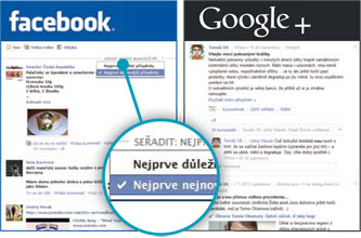 „News stream“, srdce obou sítí, lze u Facebooku podle potřeby přizpůsobit. Google+ zobrazuje všechny zprávy chronologicky, podpůrné třídění bohužel chybí.