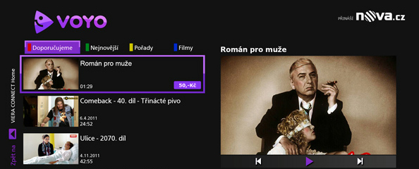 Videopůjčovna VOYO v aplikaci Viera Connect